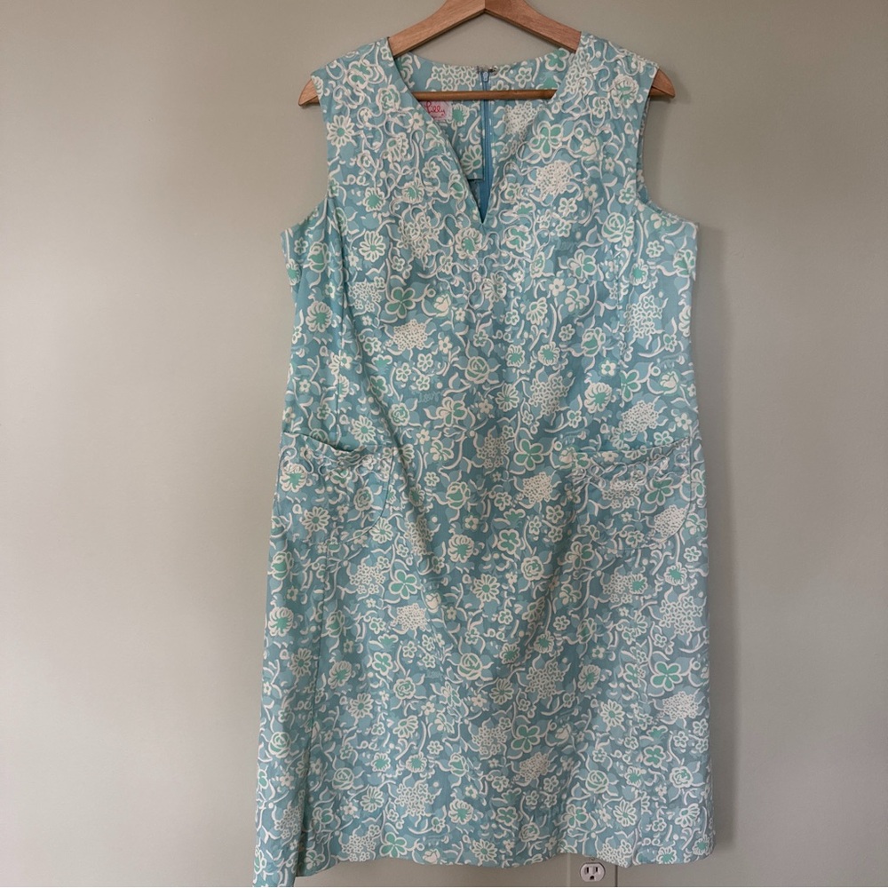 Vintage Lilly Pulitzer Aqua Floral Midi Dress